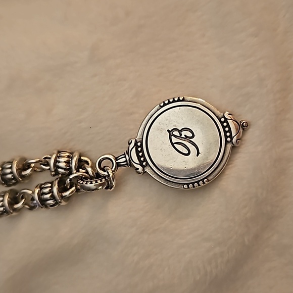 VTG BRIGHTON Silver Plated Logo Scroll Coin Pendant Chain Necklace - Picture 7 of 8